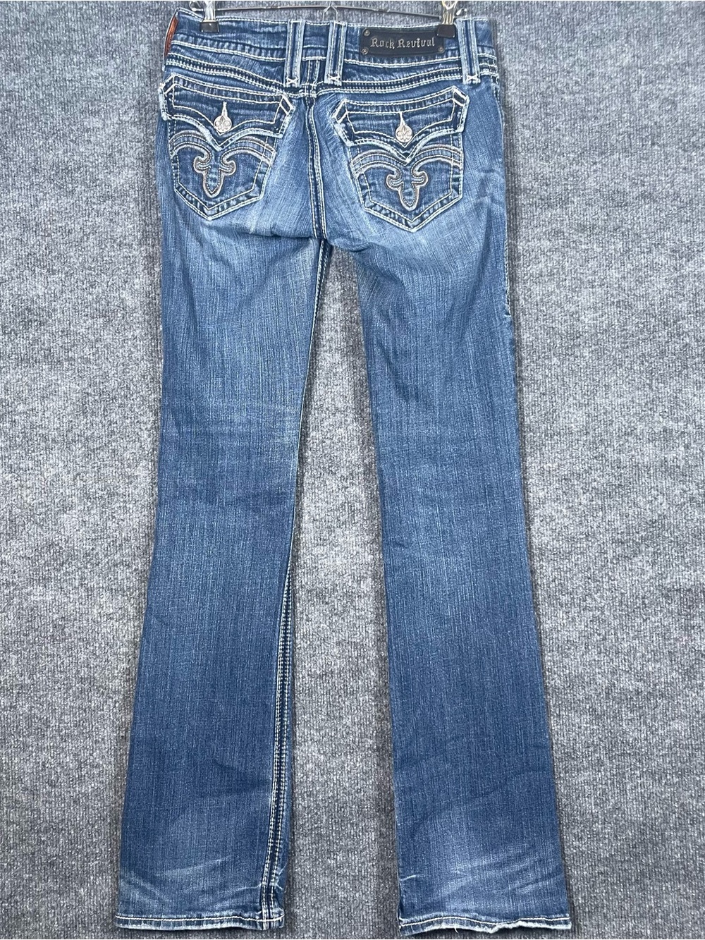 Rock Revival Womens 26 Debbie BootCut Jeans Blue Distressed Western Cowgirl